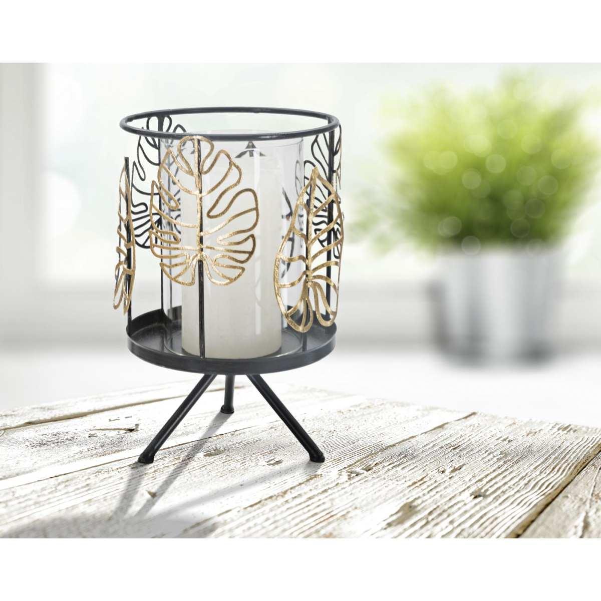Portacandela Foglie Gold cm.Ø15x23,3 |Mauro Ferretti
