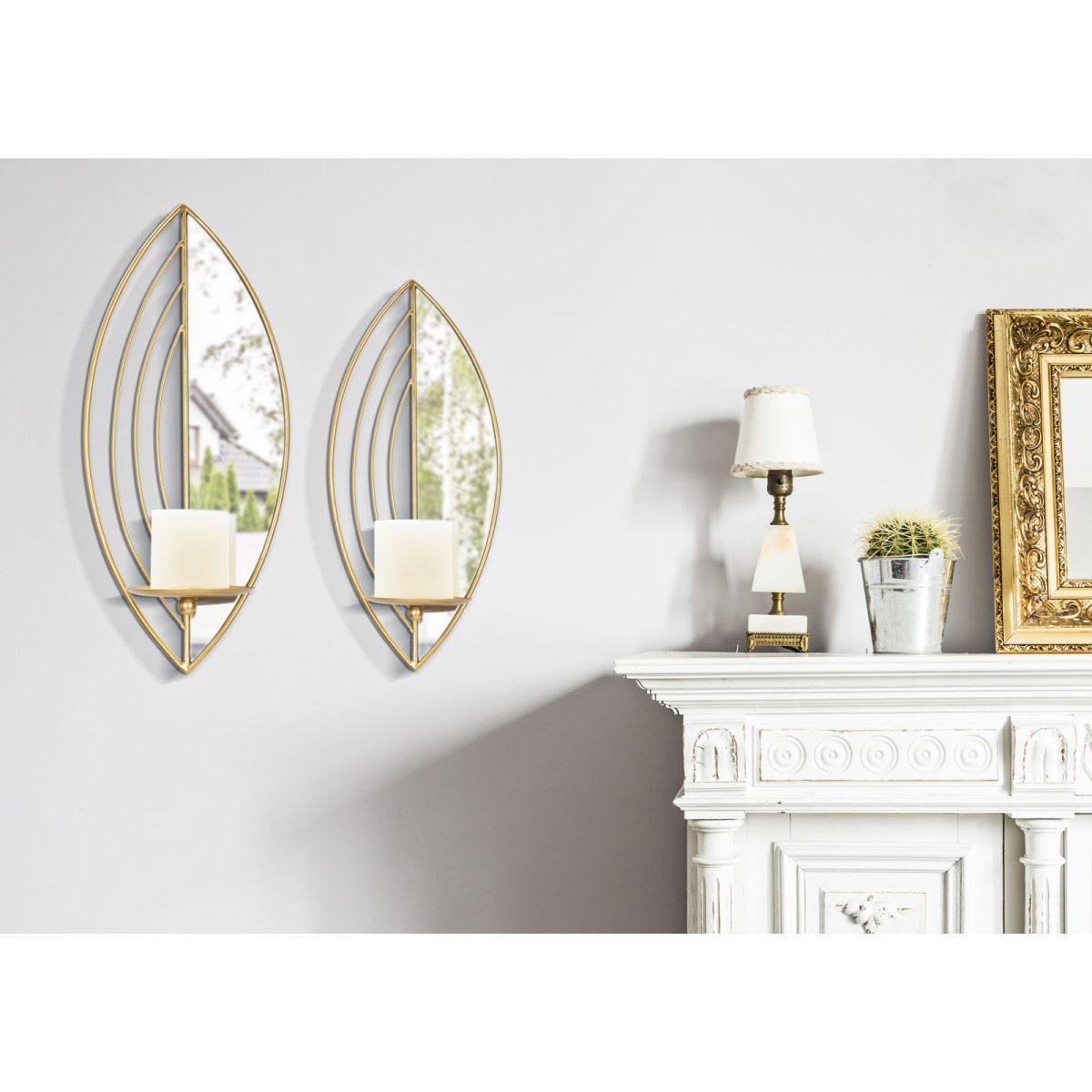 Portacandela Leaf Da Muro Coppia cm.18x13x41-15x13x35 |Mauro Ferretti