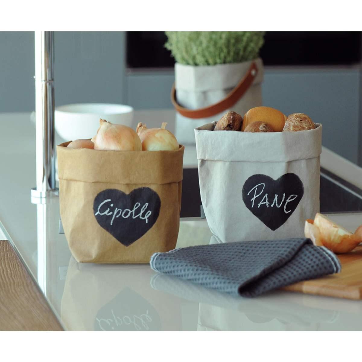 Sacchetto Portaoggetti F Cellulosa con Lavagna Bianco cm.12x14x20 | Dafne