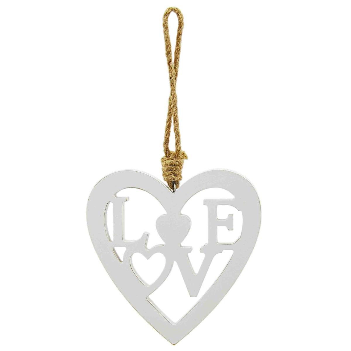 Decorazione Natalizia Cuore Legno Legno Nordic Bianco 15,8xh16 |M2 Store