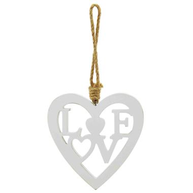 Decorazione Natalizia Cuore Legno Legno Nordic Bianco 15,8xh16 |M2 Store
