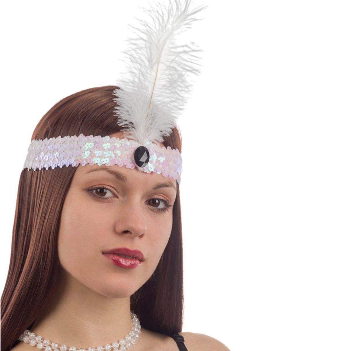 Fascia Capelli Charleston Bianca in Paillettes |Carnival Toys