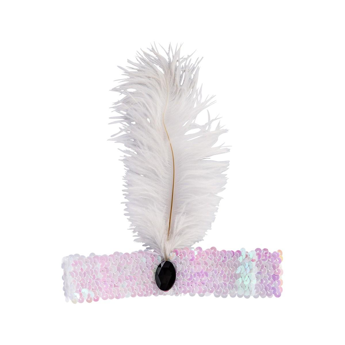 Fascia Capelli Charleston Bianca in Paillettes |Carnival Toys