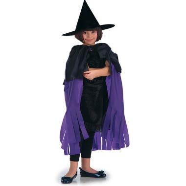 Mantello cm.70 Viola Nero con Cappello |Carnival Toys
