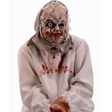 Maschera Viso Lattice di Bambola con Cappuccio |Carnival Toys
