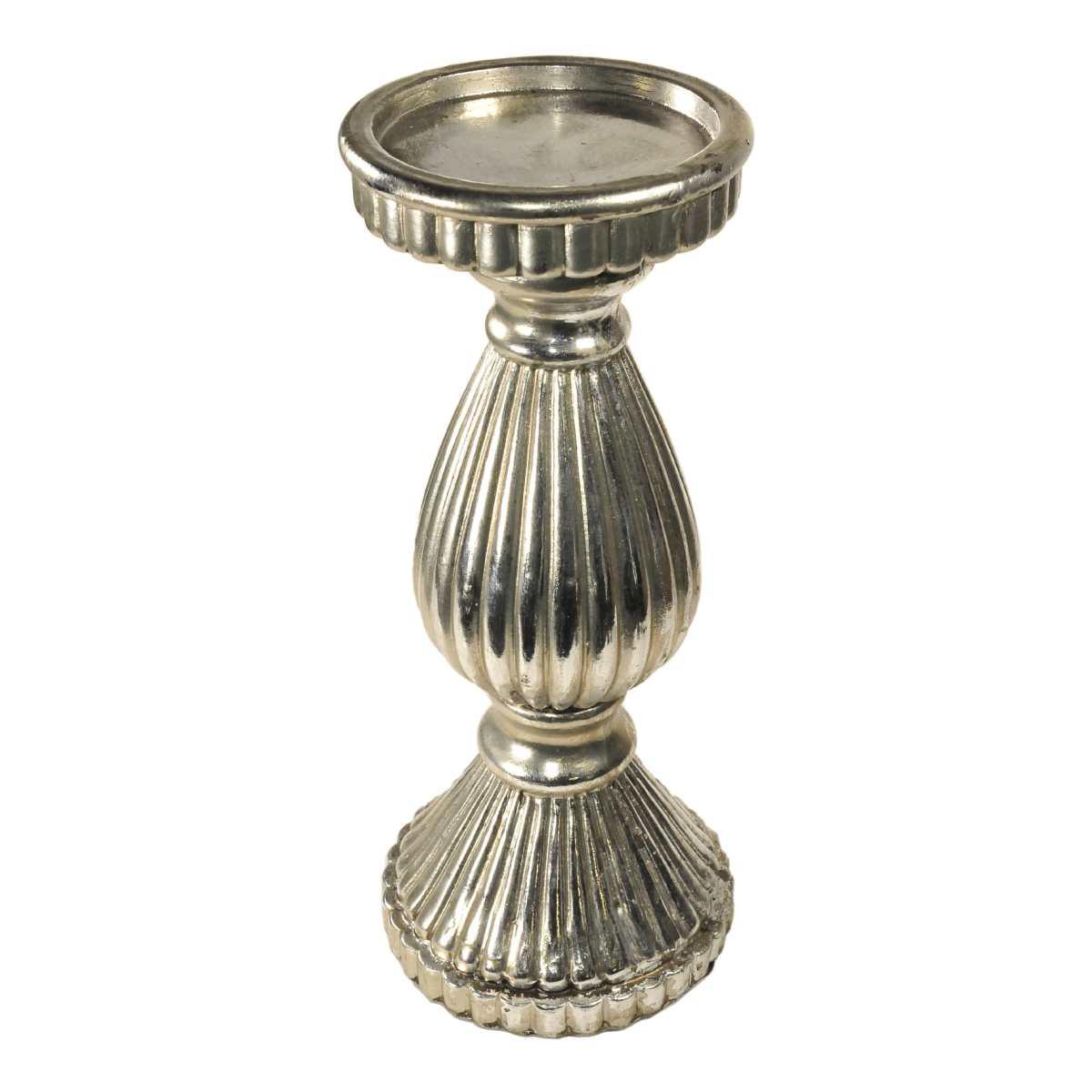 Portacandela Argento Resina cm.16X38 |Innova