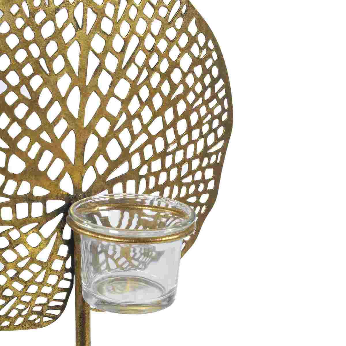 Portacandela Metallo Foglia Oro cm.21x40 |Innova