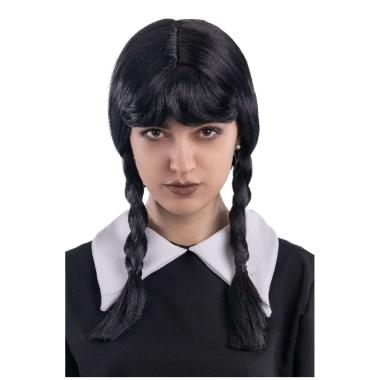 Parrucca Mercoledì con Trecce e Frangia |Carnival Toys