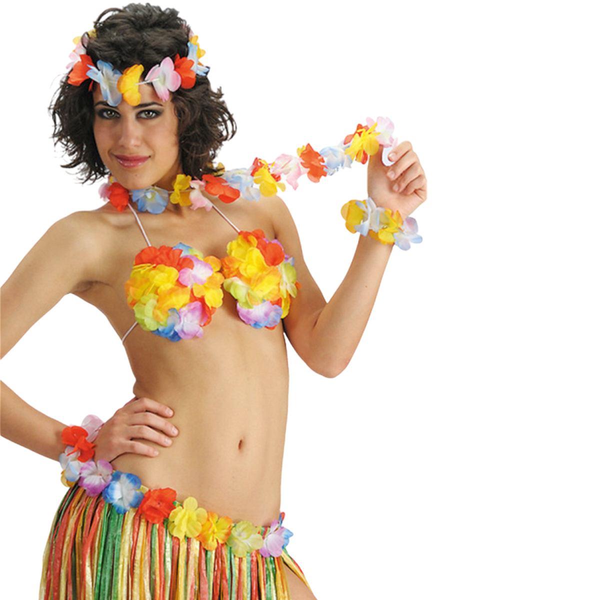 Costume Hawaii Collana e Gonna con Fiori cm.h70 |Carnival Toys