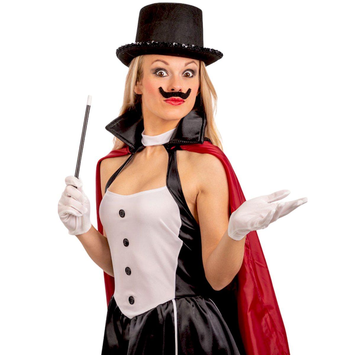 Mago con Cappello, Guanti, Bacchetta e Baffi |Carnival Toys