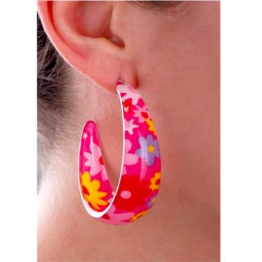 Orecchini Mezzaluna PVC con Fiori |Carnival Toys