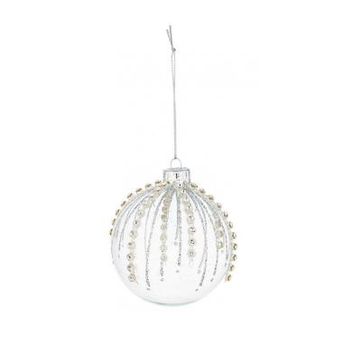 Pallina Natale Vetro cm.Ã˜8 Trasparente con Brillantini |Bizzotto