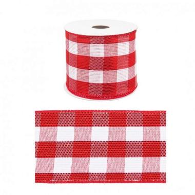 Nastro Regalo Quadretti Bianco/Rosso cm.6,4x400 |Bizzotto