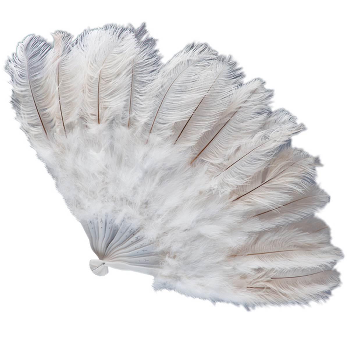 Ventaglio Piume Struzzo Lusso Bianche cm.Ø90 |Carnival Toys