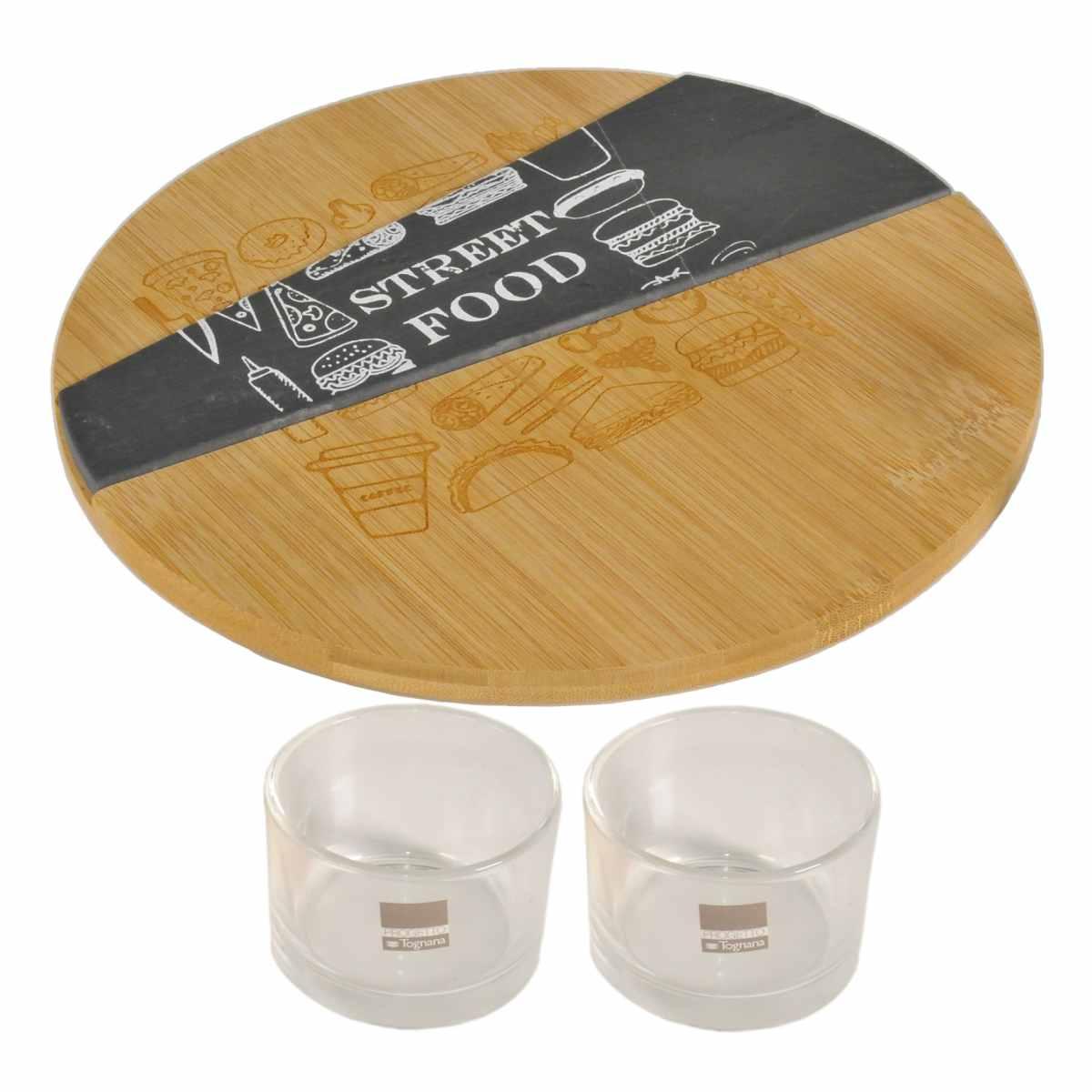 Tagliere Natalizio Cucina Legno Street Food con Ciotole cm.Ã˜26 |Tognana