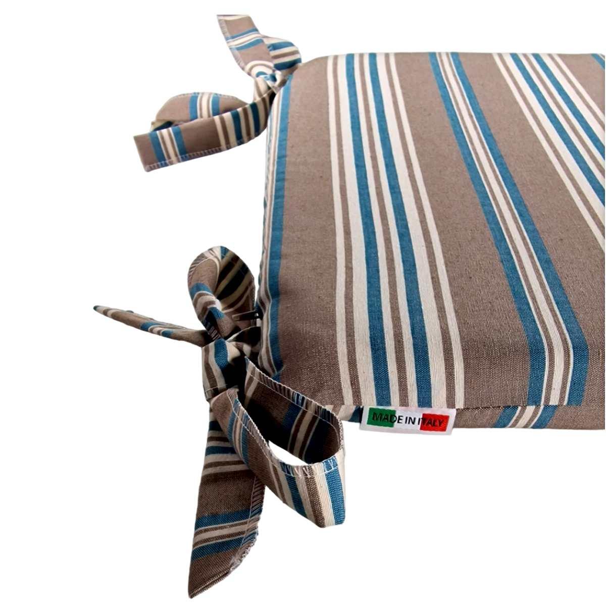 Cuscino Sedia Teflon Rayur Antimacchia Righe Blu cm.37x37 | Alore Casa