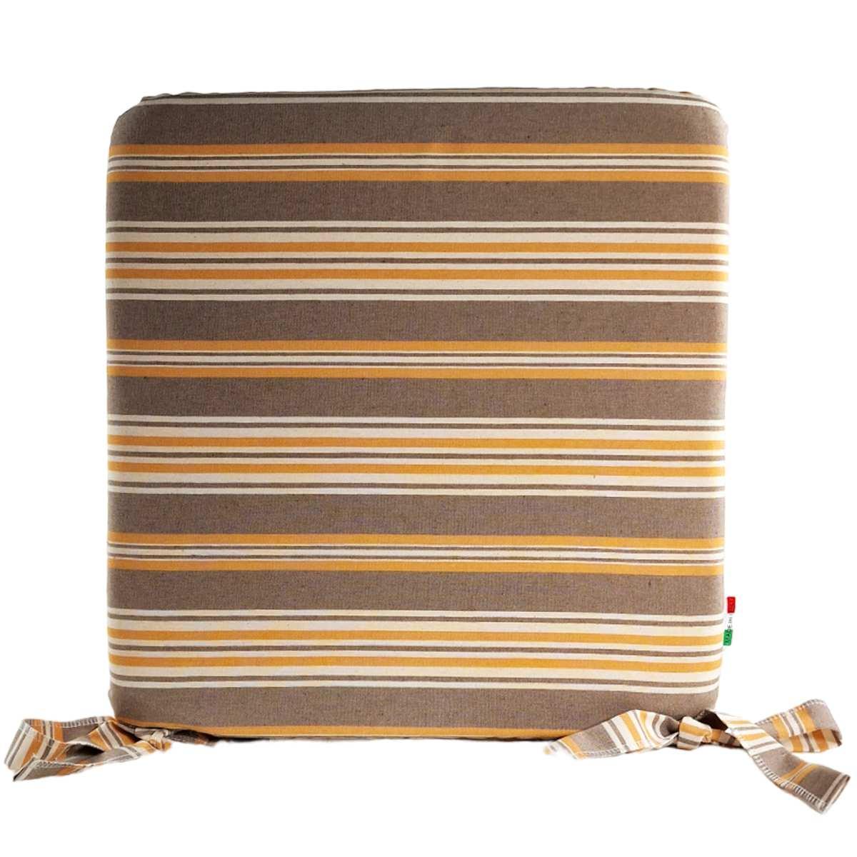 Cuscino Sedia Teflon Rayur Antimacchia Righe Giallo cm.37x37 | Alore Casa