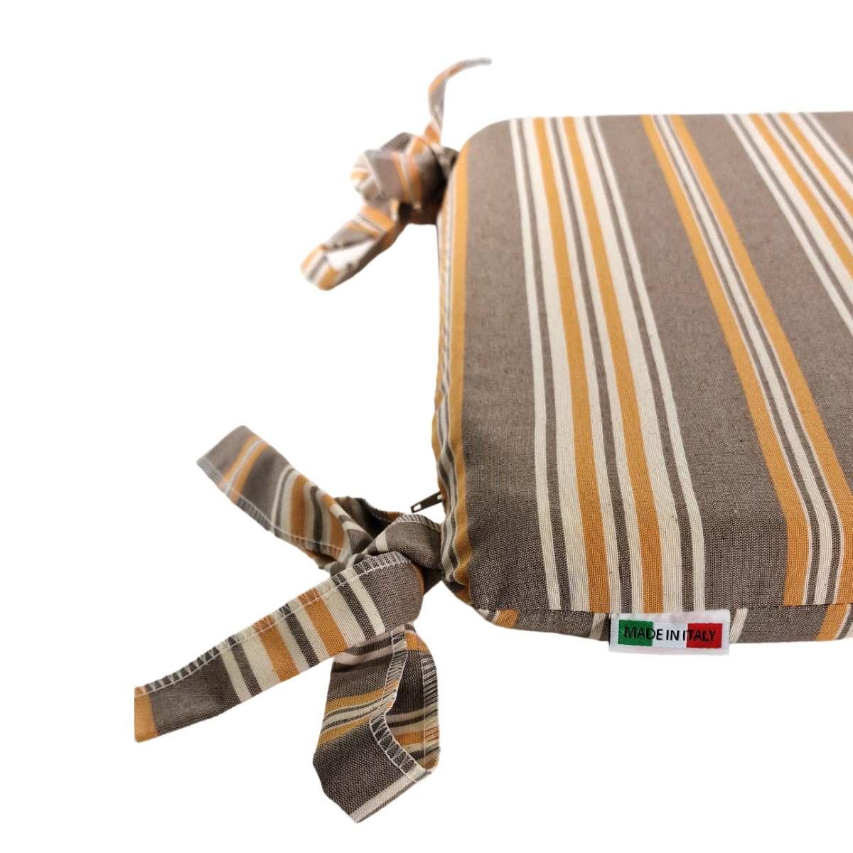 Cuscino Sedia Teflon Rayur Antimacchia Righe Giallo cm.37x37 | Alore Casa