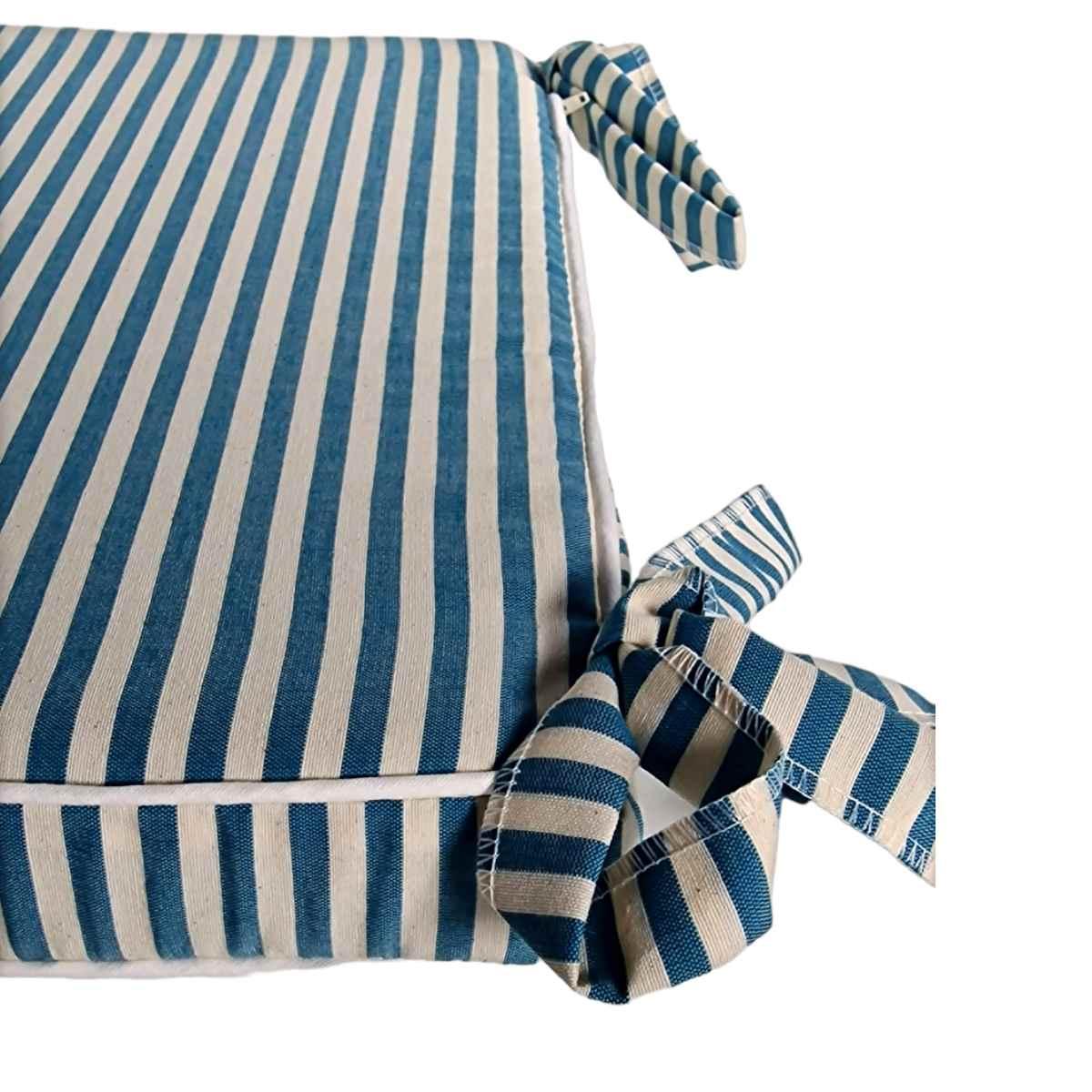 Cuscino Sedia Fianchetto Teflon Rayur Righe Azzurro cm.40x39 | Alore Casa