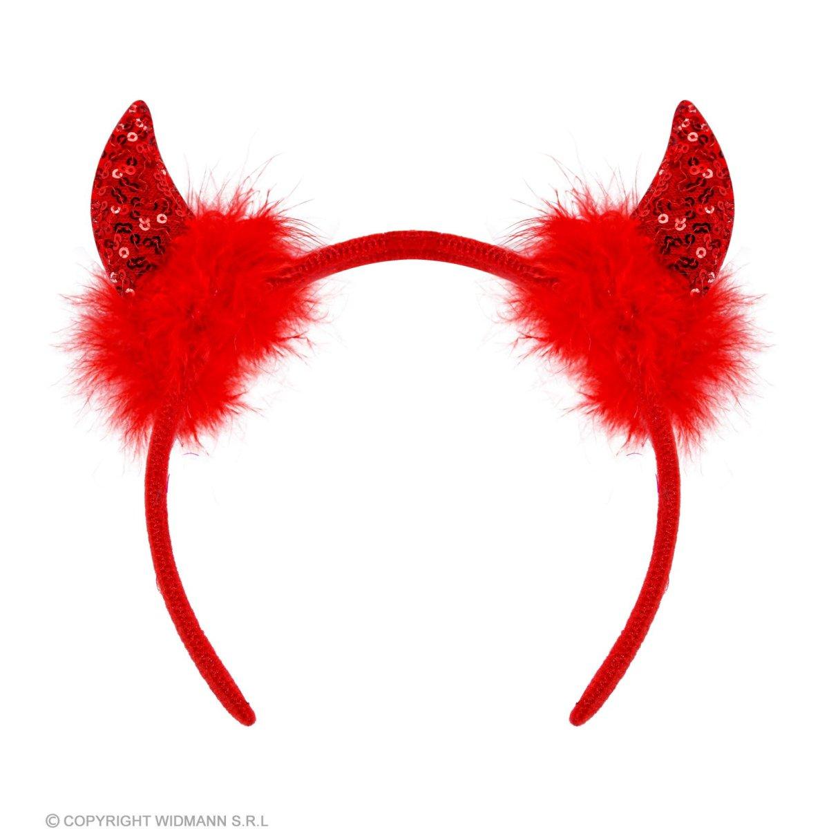 Cerchietto con Corna Diavolo Paillettes Rosse |Widmann
