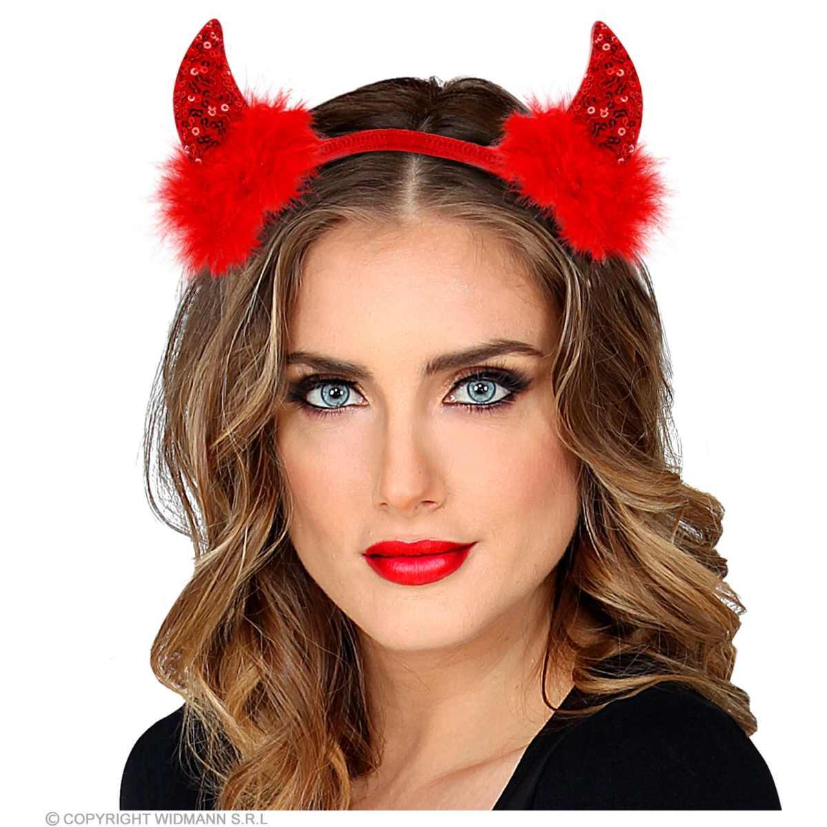 Cerchietto con Corna Diavolo Paillettes Rosse |Widmann