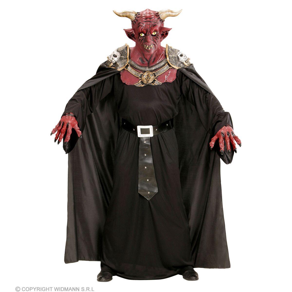 Mantello Nero con Maschera Diavolo Guerriero |Widmann