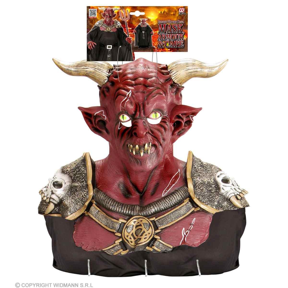 Mantello Nero con Maschera Diavolo Guerriero |Widmann