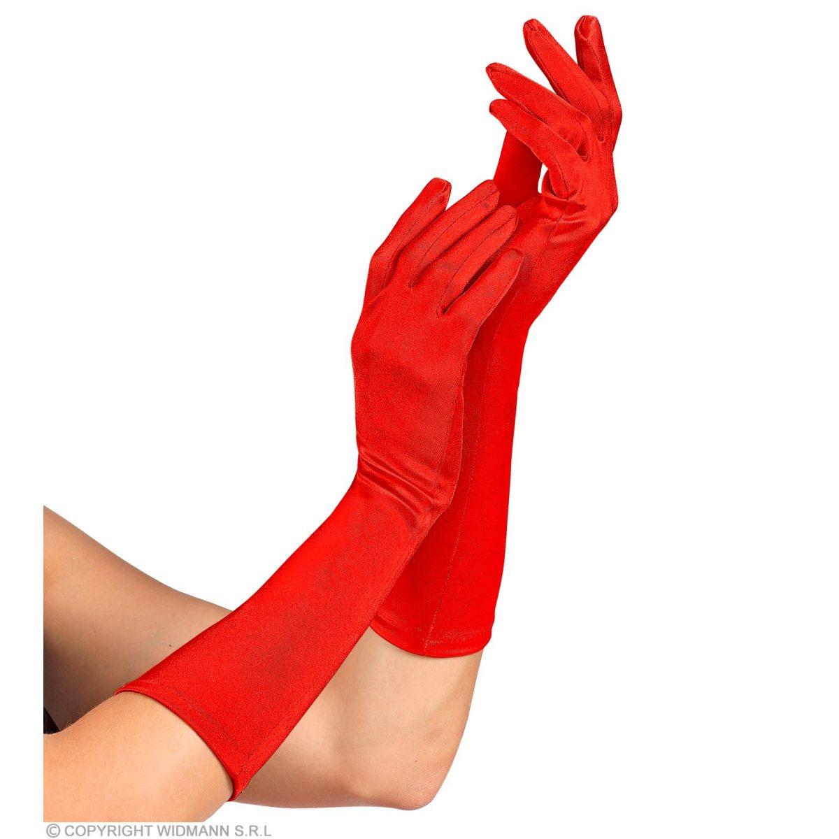 Guanti Lunghi Rossi Satinati cm.40 |Widmann