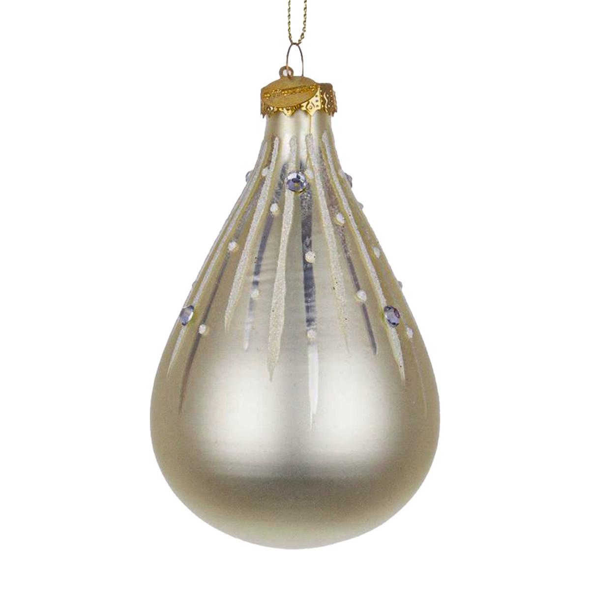 Pallina Natale Vetro Goccia Bianco Perla cm.10 |Bizzotto