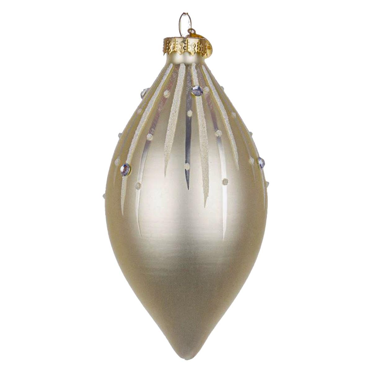 Pallina Natale Vetro Goccia Bianco Perla cm.13 |Bizzotto