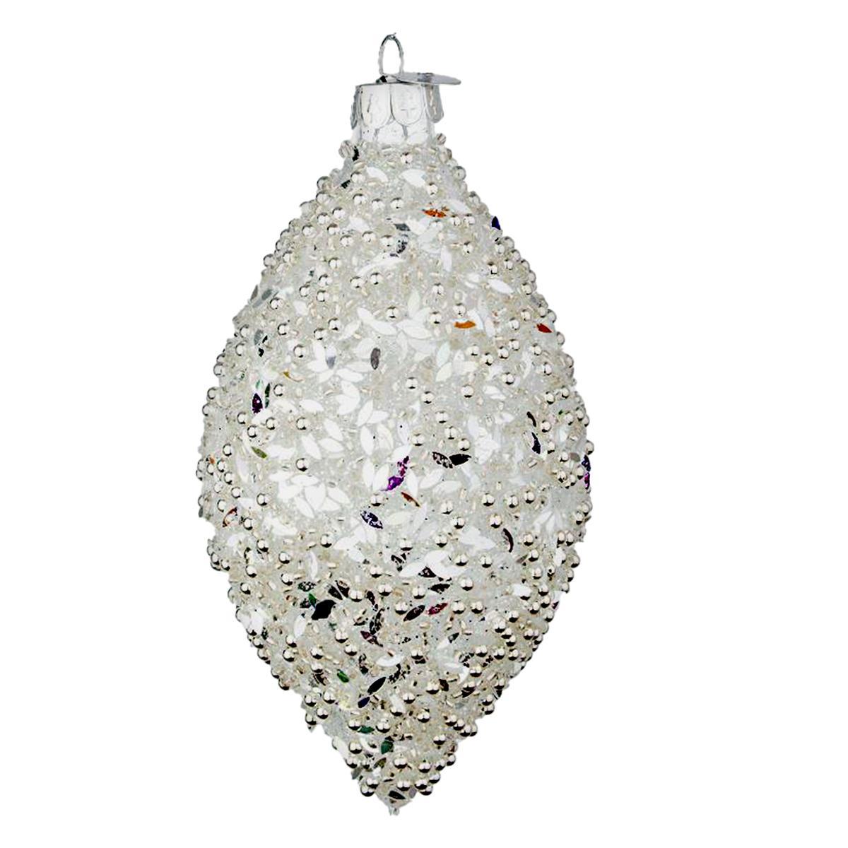 Pallina Natale Vetro cm.13 Goccia Bianca Reflect |Bizzotto