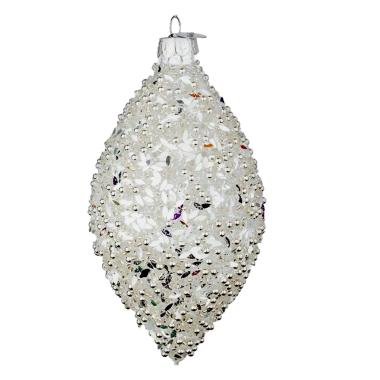 Pallina Natale Vetro cm.13 Goccia Bianca Reflect |Bizzotto