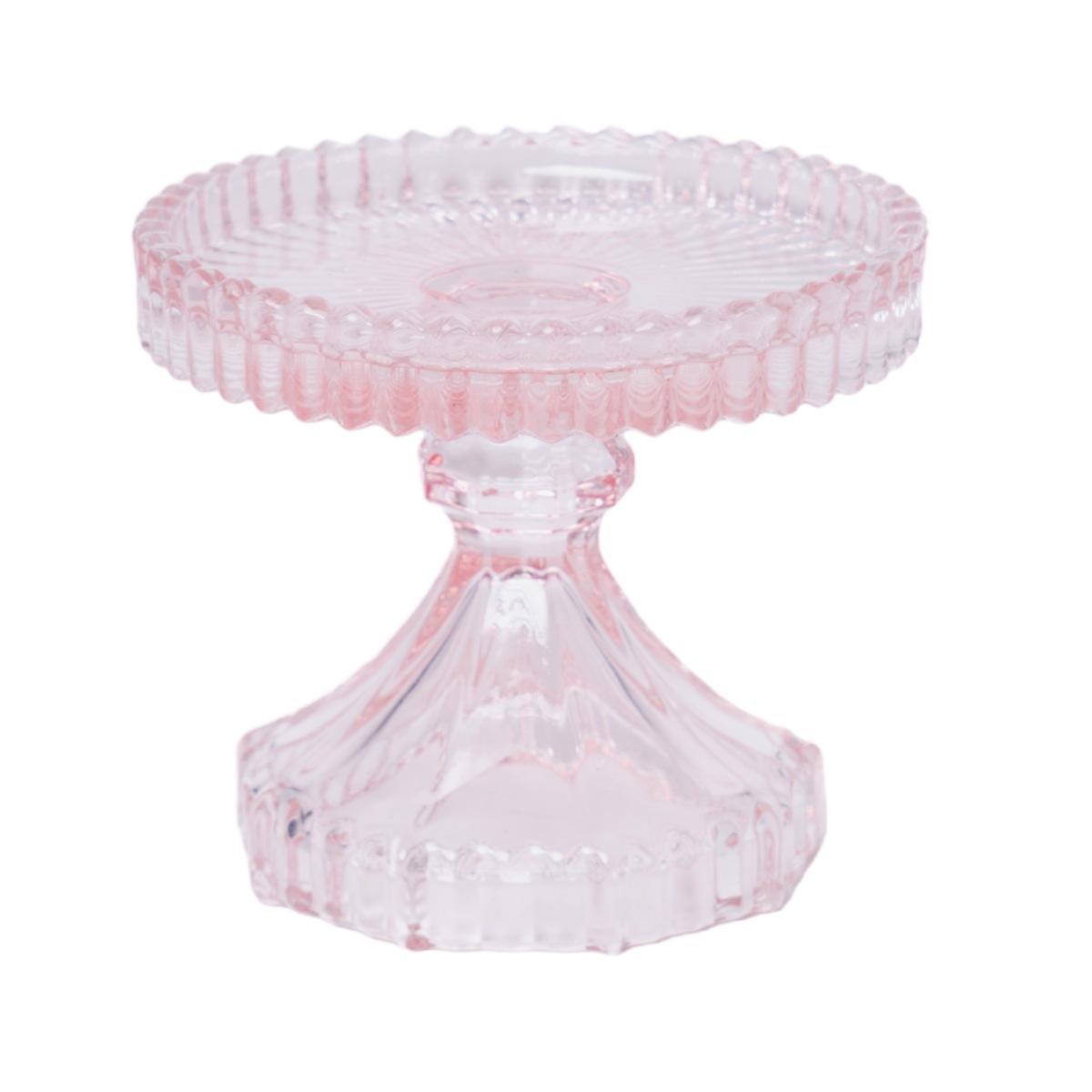 Portacandela 1 Posto Vetro Kristal Rosa cm.Ã˜10 |Silani