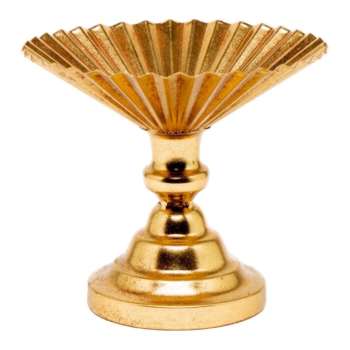 Centrotavola Alzata Metallo RetrÃ² Oro cm.23x19 | Silani