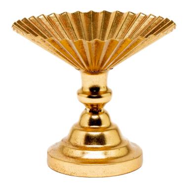 Centrotavola Alzata Metallo RetrÃ² Oro cm.23x19 | Silani