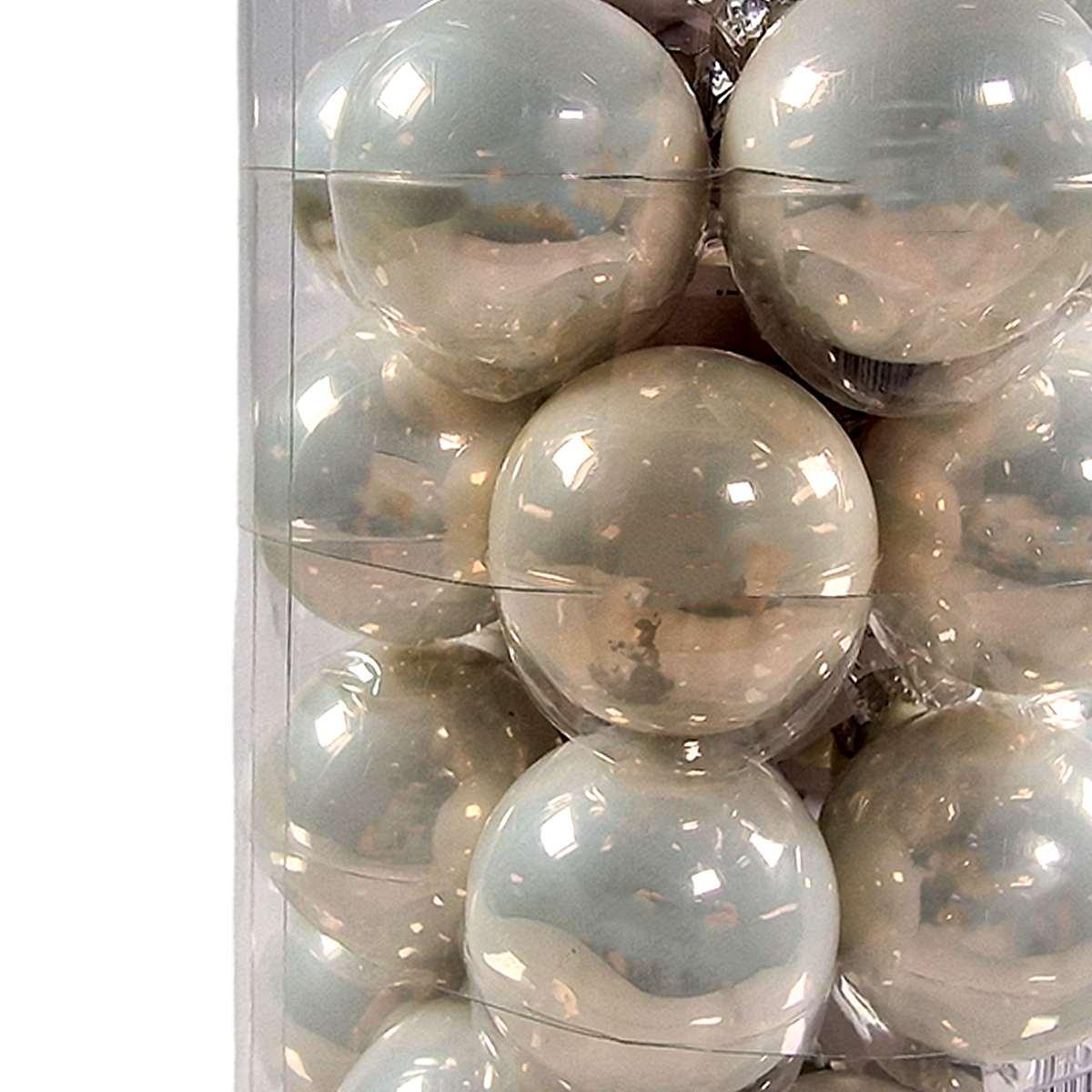 Pallina Natale Vetro cm.Ã˜4 Bianco Perla Set pz.36 |Silani