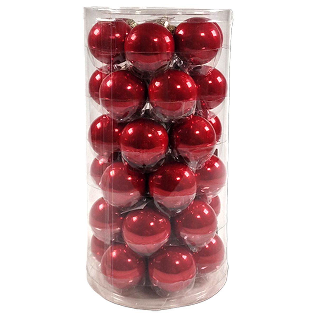 Pallina Natale Vetro cm.Ã˜4 Rosso Porpora Set pz.36 |Silani