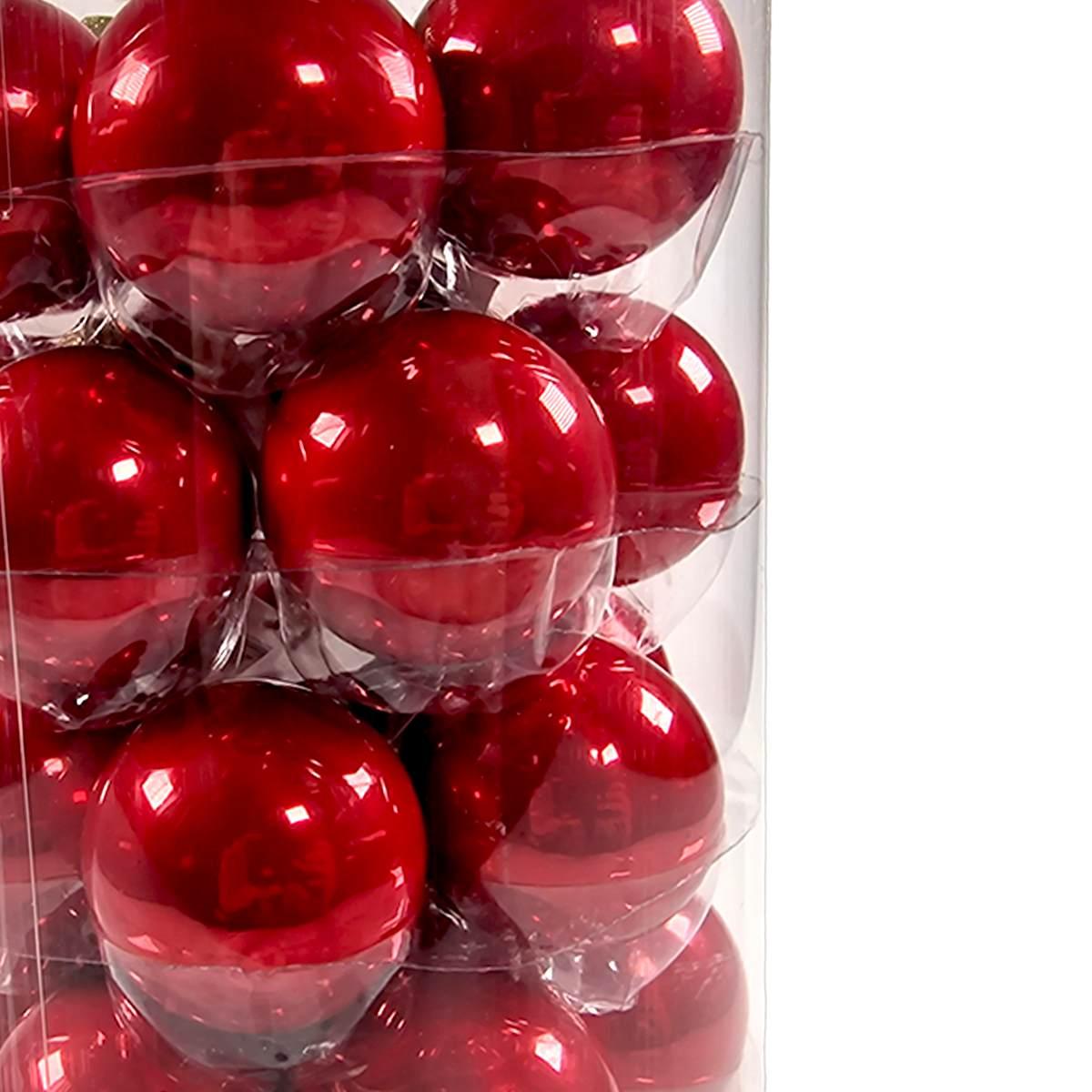 Pallina Natale Vetro cm.Ã˜4 Rosso Porpora Set pz.36 |Silani