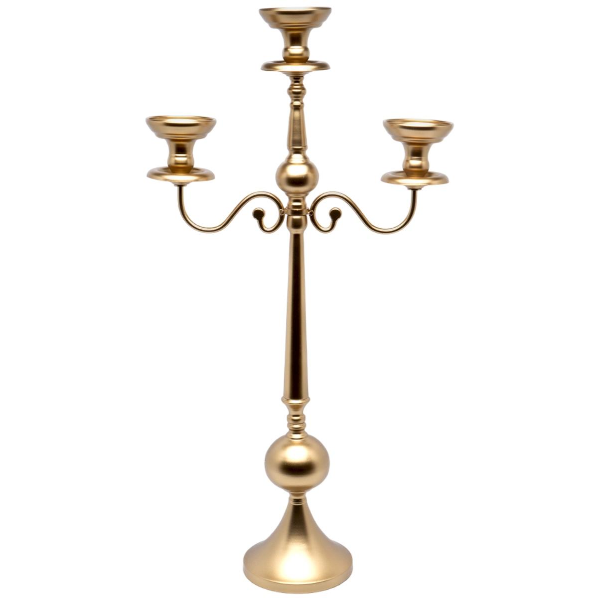 Candelabro con 3 Posti Candela Metallo Oro h74 |Silani