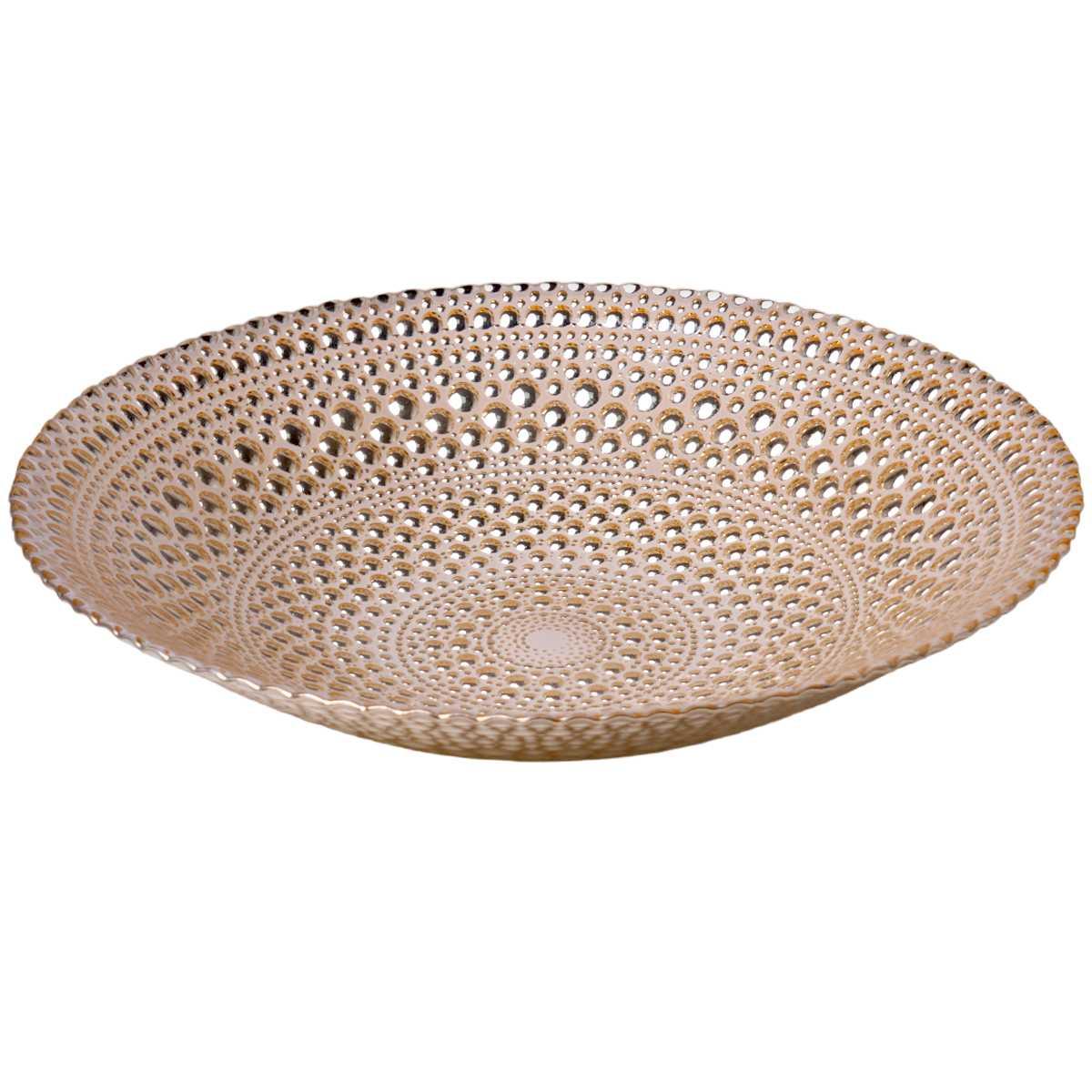 Piatto Tavola Vetro Mille Bolle Bianco Oro cm.Ã˜30 |Silani