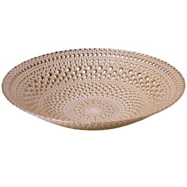 Piatto Tavola Vetro Mille Bolle Bianco Oro cm.Ã˜30 |Silani