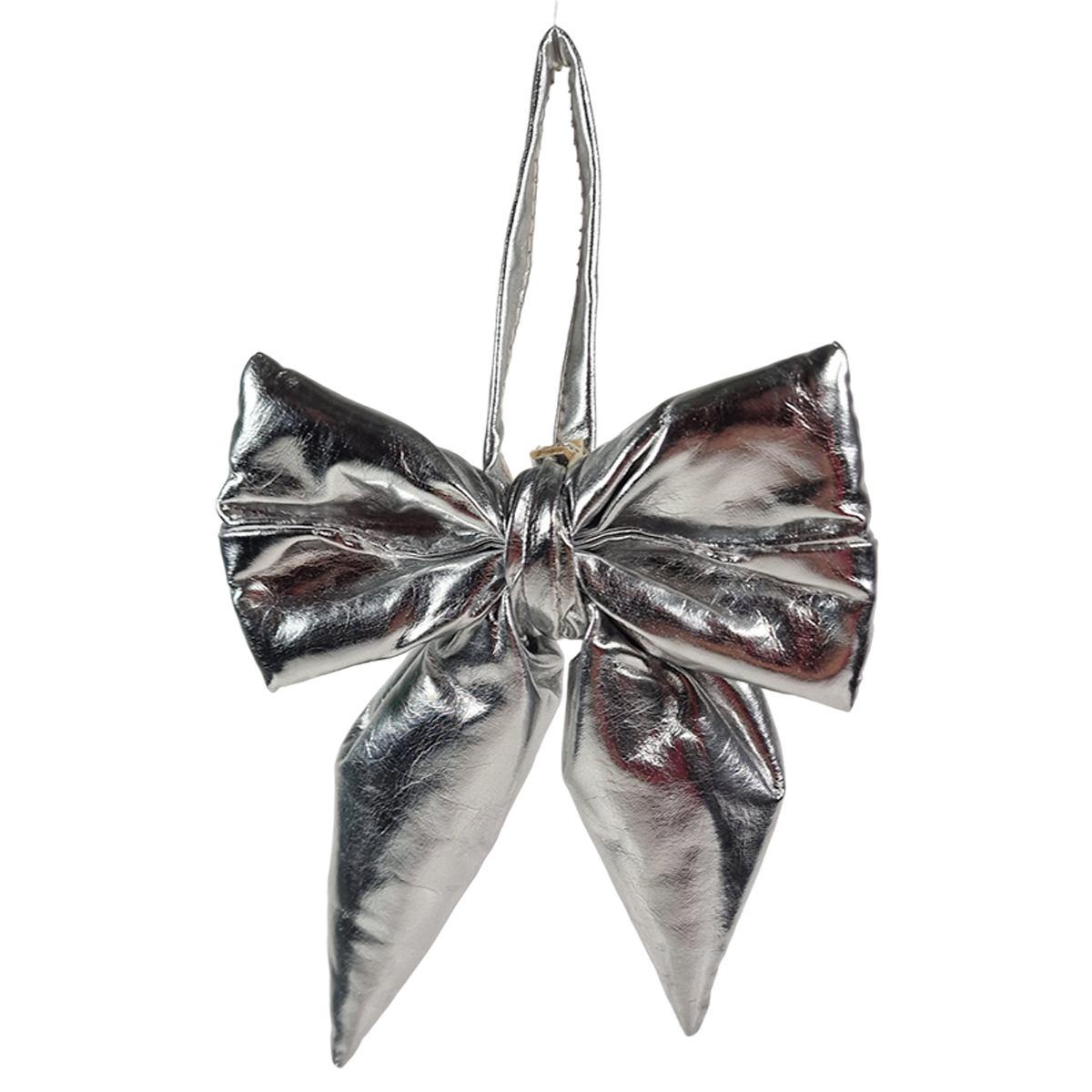 Decorazione Natalizia Fiocco Metallic Argento cm.13,5x17 |Silani