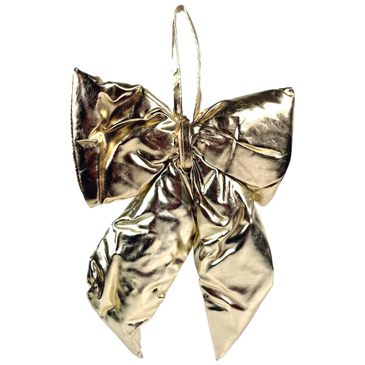 Decorazione Natalizia Fiocco Metallic Oro Champagne cm.27x34 |Silani