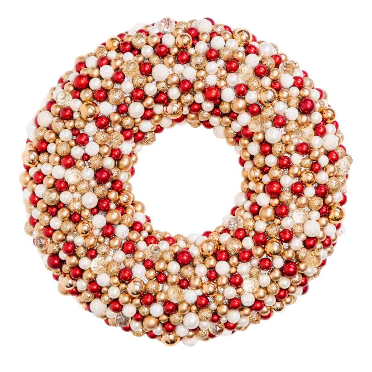 Ghirlanda cm.Ã˜50 Perle Mini Ball Rosso/Oro |Silani