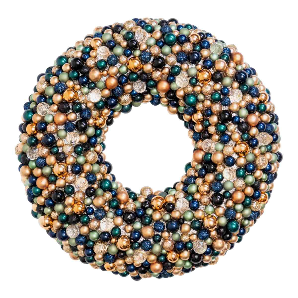 Ghirlanda cm.Ã˜50 Perle Mini Ball Verde/Oro |Silani