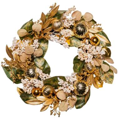 Ghirlanda cm.Ã˜55 Verde con Sfere Oro |Silani