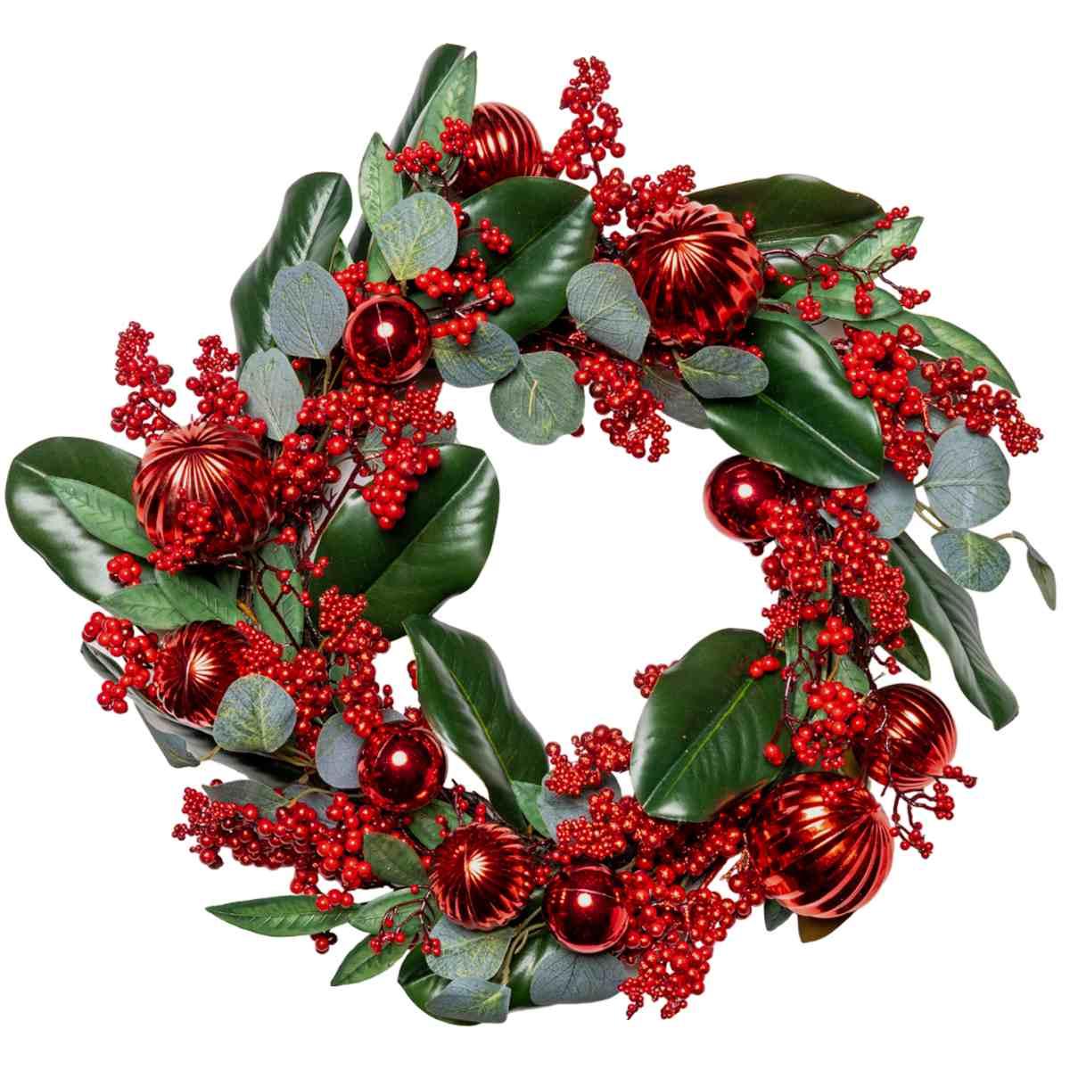 Ghirlanda cm.Ã˜55 Verde con Sfere Rosse |Silani