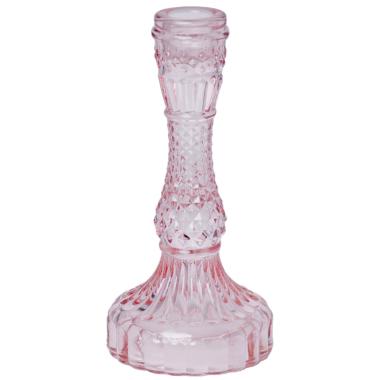 Portacandela 1 Posto Vetro Kristal Rosa cm.Ã˜9x16 |Silani