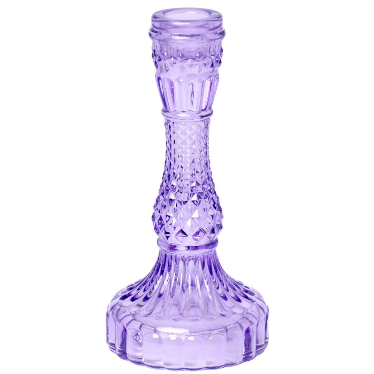 Portacandela 1 Posto Vetro Kristal Viola cm.Ã˜9x16 |Silani