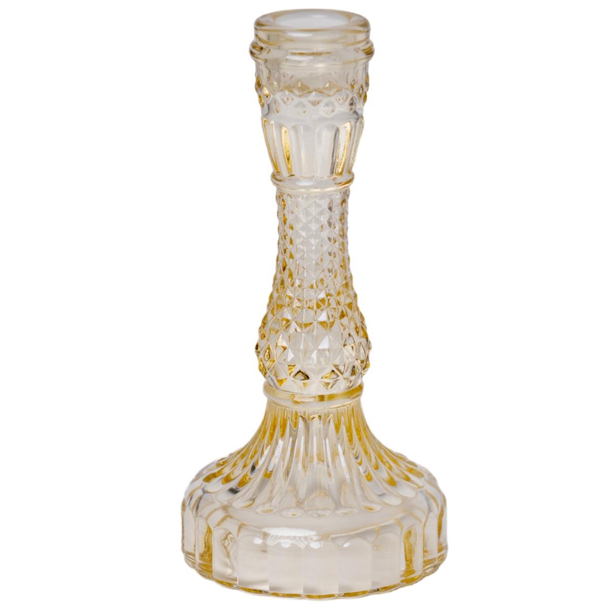 Portacandela 1 PostoVetro Kristal Ambra cm.Ã˜9x16 |Silani